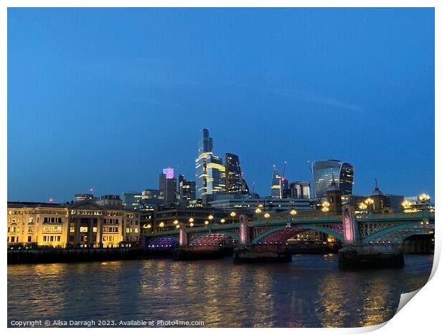 London City view at night  Print by Ailsa Darragh