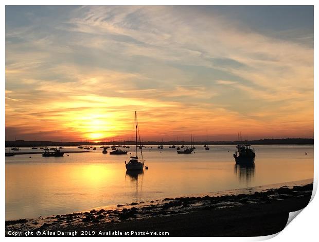 Bawdsey Beach, suffolk, Sunset Print by Ailsa Darragh