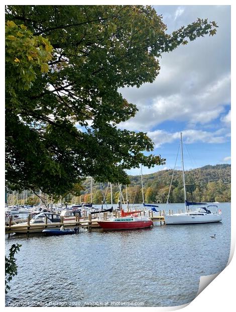 Boats on Lake Windermere Print by Ailsa Darragh