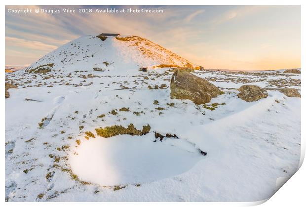 Cairnpapple in the Snow Print by Douglas Milne