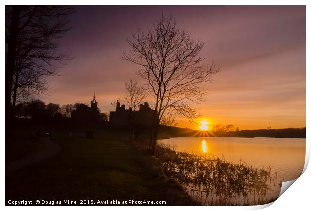 Sunset over Linlithgow Loch Print by Douglas Milne