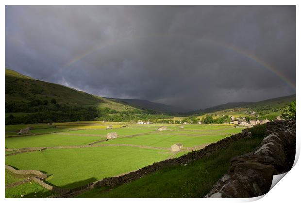 Rainbow over Gunnerside Bottoms Print by William A Dobson