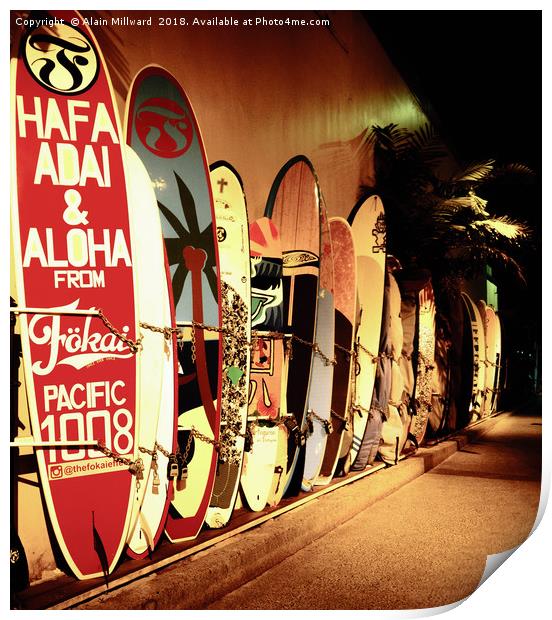 Hawaii Surfboards Print by Alain Millward