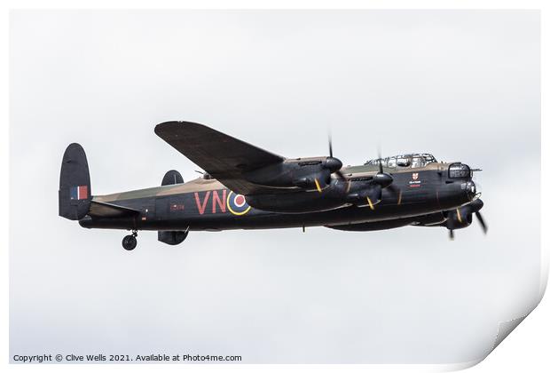 Lancaster flypast Print by Clive Wells