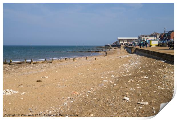 Beach view in Hunstanton Print by Clive Wells