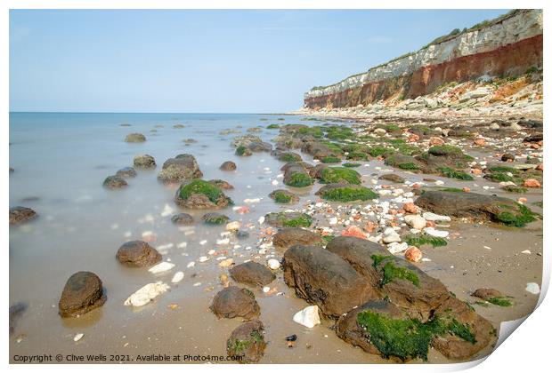 Striped cliffs at Hunstanton Print by Clive Wells
