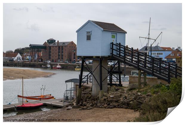 View towards the harbour at Wells-Next-Sea in Norfolk Print by Clive Wells