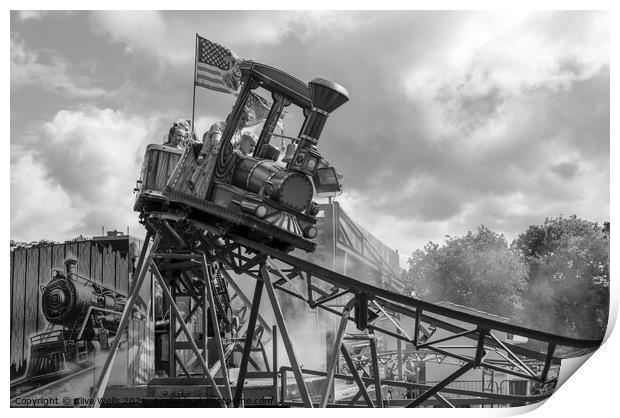 Monochrome runaway train Print by Clive Wells