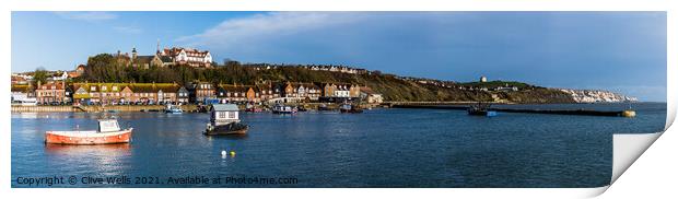 Panoramic of Folkestone`s outer harbour Print by Clive Wells