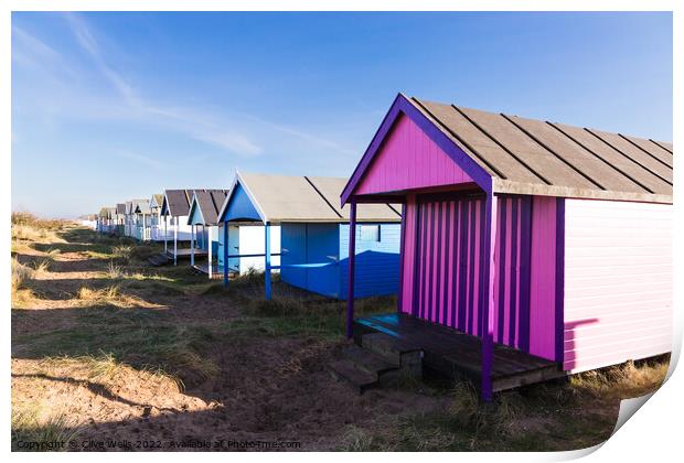 Lovely coloured beach hut  Print by Clive Wells