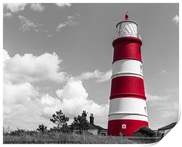 Happisburgh Lighthouse  in monochrome Print by Clive Wells