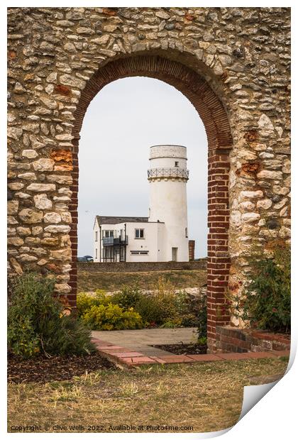 Framed lighthouse. Print by Clive Wells