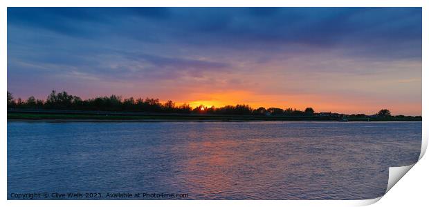 Sunset over the River Great Ouse  Print by Clive Wells