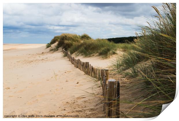 Buried picket fence Print by Clive Wells