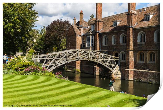 Mathematical Bridge at Queens College Print by Clive Wells
