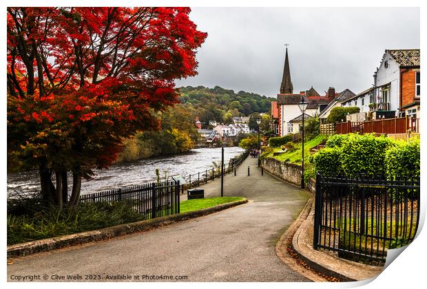 View towards Llangollen road bridge, Print by Clive Wells