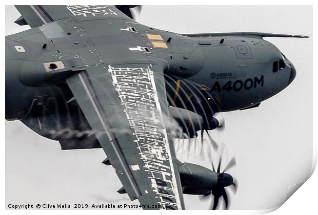 A400M Atlas pulling hard Print by Clive Wells