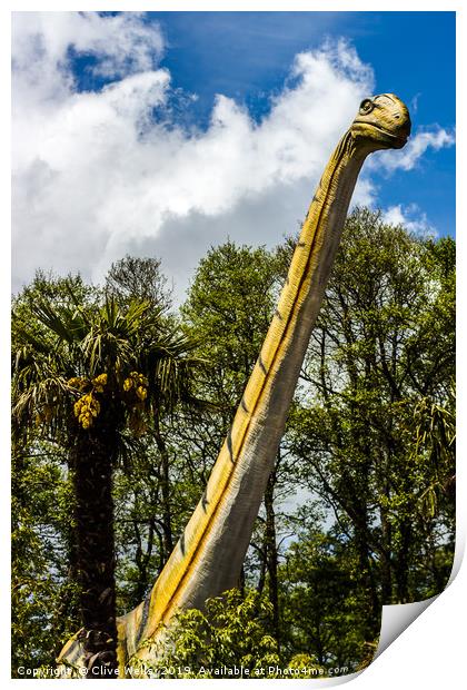 Diplodocus above the trees Print by Clive Wells
