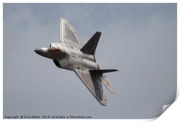 Lockheed Martin F-22A Raptor at RAF Fairford Print by Clive Wells