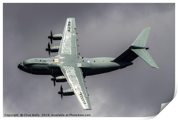 Clean, sleek lines on A400M at RAF Fairford Print by Clive Wells