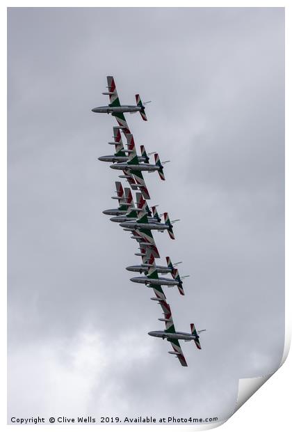 Frecce Tricolori in formation at RAF Fairford Print by Clive Wells