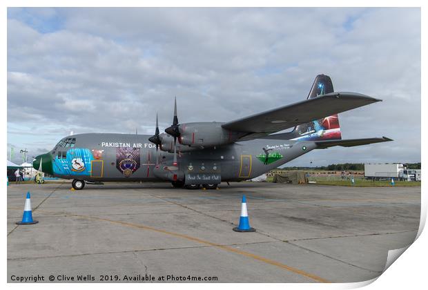 Lockheed C-130E Hercules at RAF Fairford Print by Clive Wells
