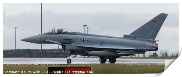 German Ef2000 Eurofighter Typhoon at RAF Waddingto Print by Clive Wells