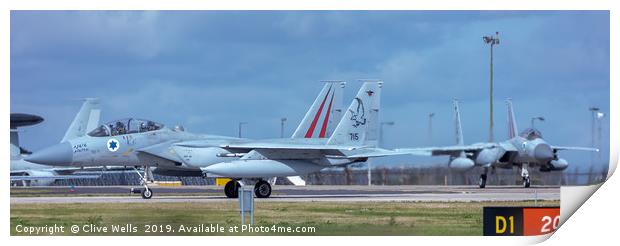 Pair of Isreali F-15I`s  on taxi at RAF Waddington Print by Clive Wells