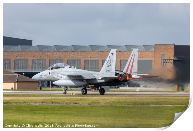 Isreali F-15I on take off at RAF Waddington Print by Clive Wells