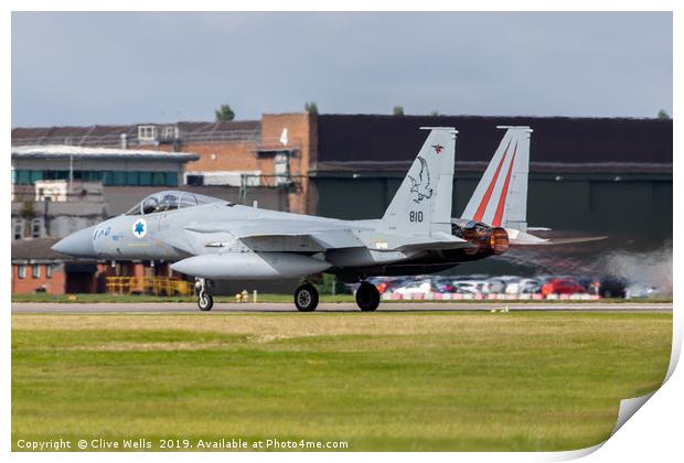 Isreali F-15I on take off at RAF Waddington Print by Clive Wells