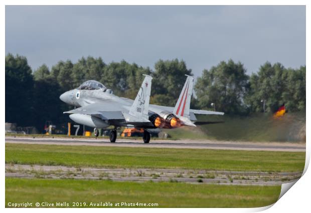 Isreali F-15I on take off at RAF Waddington Print by Clive Wells
