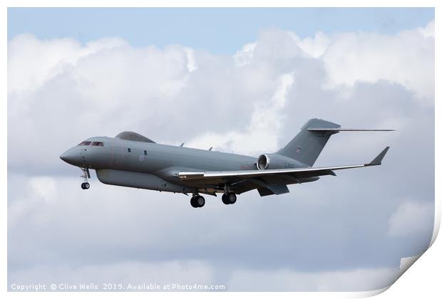 Raytheon Sentinel about to land at RAF Waddington Print by Clive Wells