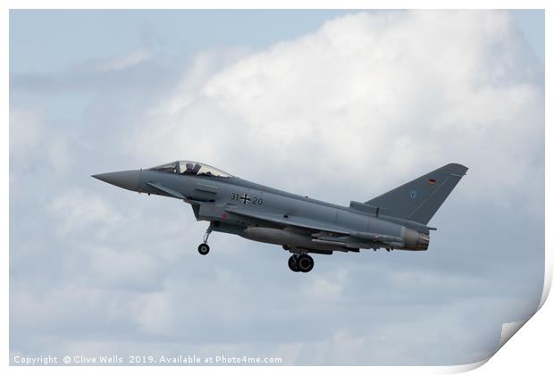Ef2000 Eurofighter Typhoon on finals at RAF Waddin Print by Clive Wells