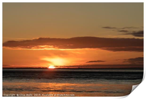 Sunset at Snettisham in Norfolk Print by Clive Wells