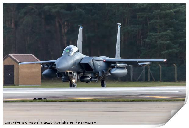 F-15E taxing to runway at RAF Lakenheath Print by Clive Wells
