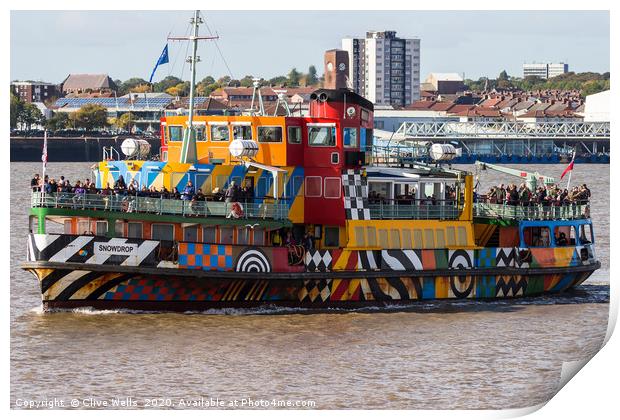 Packed Mersey Ferry on Liverpool`s waterfront Print by Clive Wells