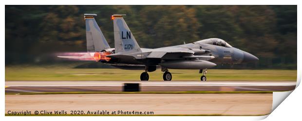McDonnell Douglas F-15C Eagle under full power Print by Clive Wells