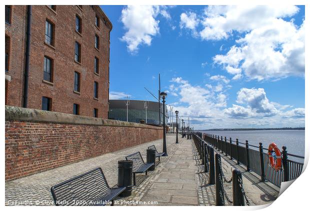 Waterfront view by the River Mersey in Liverpool. Print by Clive Wells