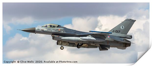 General Dynamics F-16-AM seen at RAF Fairford Print by Clive Wells