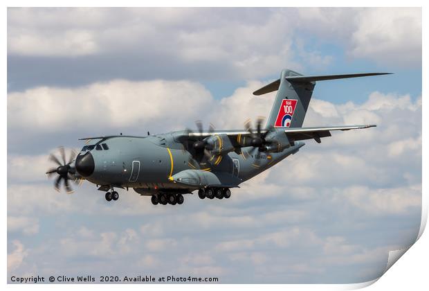 Airbus A400M Atlas on final approach at RAF Fairfo Print by Clive Wells