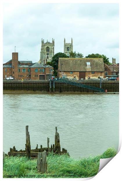 View of Kings Lynn from over the River Great Ouse. Print by Clive Wells