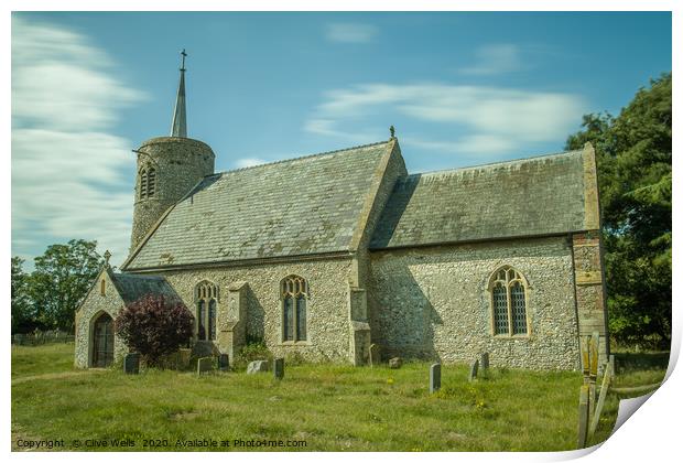 St. Mary the Virgin Church in Titchwell Print by Clive Wells