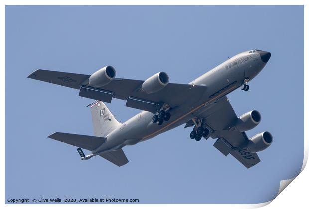 Boeing KC-135 Stratotanker with wheels down. Print by Clive Wells