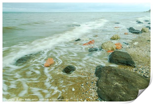 Swirles on the incoming tide at Hunstanton. Print by Clive Wells