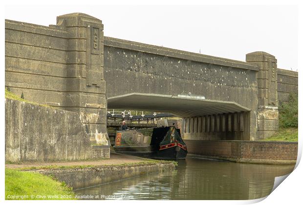 Canal boat under the bridge Print by Clive Wells