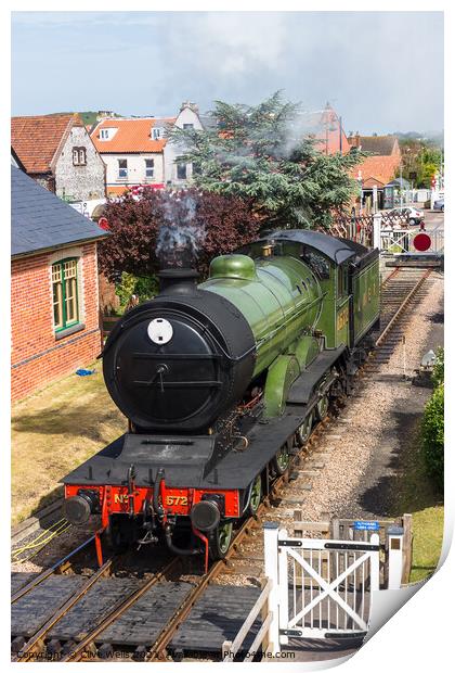 Steam train waiting. Print by Clive Wells