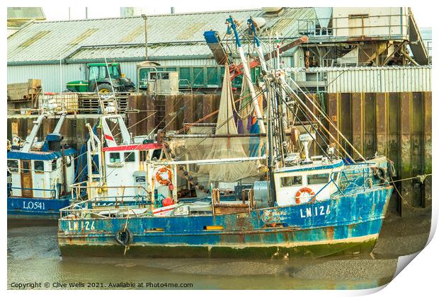Grounded fishing boat Print by Clive Wells