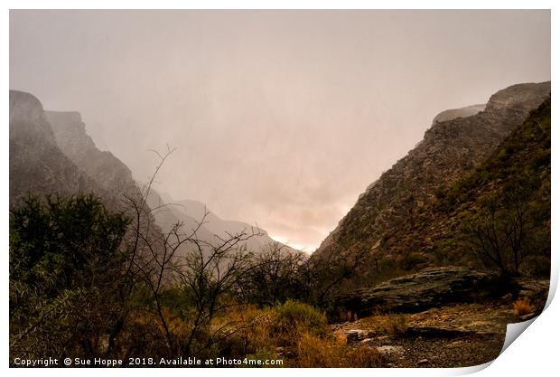 Hail storm over Gamkaskloof Mountains Print by Sue Hoppe