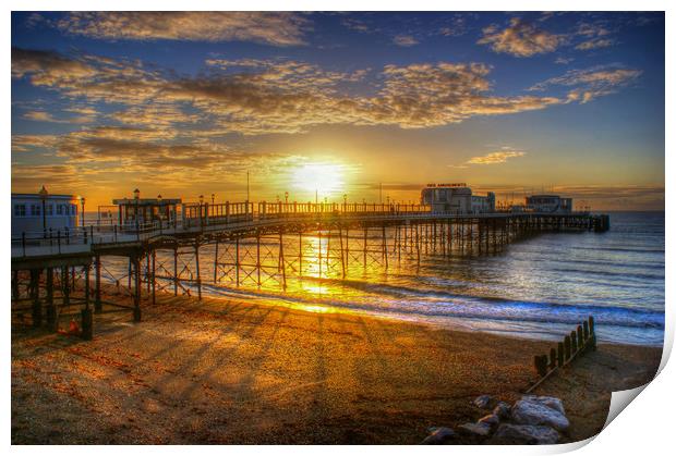 Sunrise at Worthing Pier  Print by Terry May