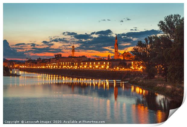 Sunset over the River Arno, Florence, Italy Print by Lenscraft Images
